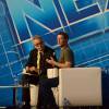 Le fondateur de Facebook, Mark Zuckerberg participe à une conférence au salon GSMA Mobile World Congress 2014 à Barcelone, le 24 février 2014.