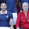 Rio Mavuba, Mathieu Debuchy, Raphaël Varane, Antoine Griezmann, Mamadou Sakho, Yohan Cabaye, Karim Benzema et Didier Deschamps à Clairefontaine le 2 septembre 2014.