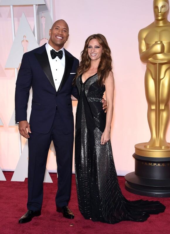 Dwayne Johnson et Lauren Hashian - People à la 87e cérémonie des Oscars à Hollywood le 22 février 2015