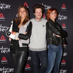 Jean Imbert entre Fauve Hautot et Laury Thilleman (ambassadrices Reebok) - Inauguration du nouvel espace Fashion Sport Reebok au 4ème étage des Galeries Lafayette Haussmann et cocktail par Jean Imbert à Paris, le 22 octobre 2015. © Denis Guignebourg