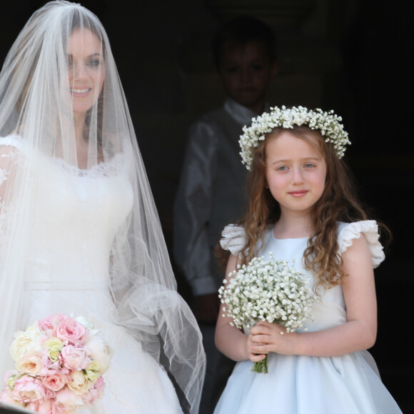 Geri Halliwell et sa fille Bluebell - Mariage de Geri Halliwell et Christian Horner en l'église de Woburn le 15 mai 2015