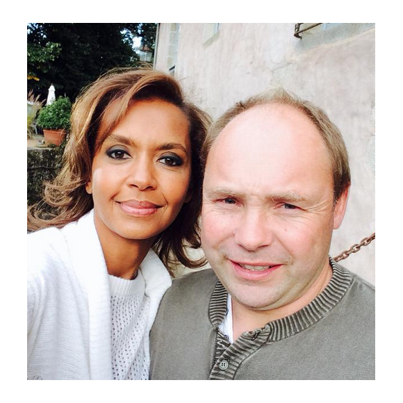 Karine Le Marchand a pris la pose avec Damien de L'amour est dans le pré 8. Septembre 2015.