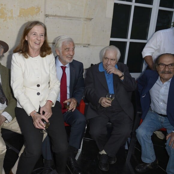 Jean-Pierre Marielle, Francoise Vidal (femme de Jean Rochefort), Jean-Paul Belmondo, Michel Galabru, Gérard Hernandez - Soirée du cinquième anniversaire du musée Paul Belmondo à Boulogne-Billancourt le 13 avril 2015.