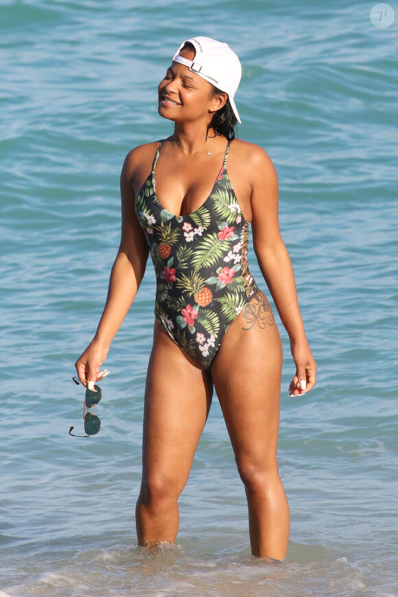 Christina Milian en vacances à Miami, le 4 janvier 2016.