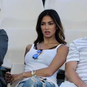 Nicole Scherzinger dans les tribunes du tournoi de Brisbane pour encourager Grigor Dimitrov le 6 janvier 2016 au Queensland Tennis Centre de Brisbane