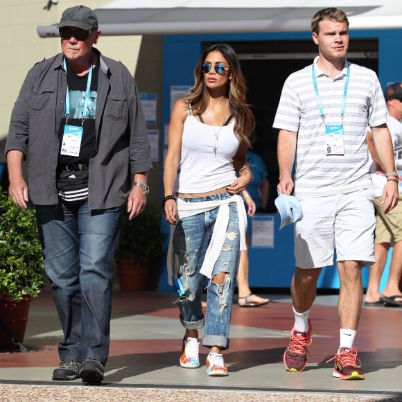 Nicole Scherzinger dans les tribunes du tournoi de Brisbane pour encourager Grigor Dimitrov le 6 janvier 2016 au Queensland Tennis Centre de Brisbane