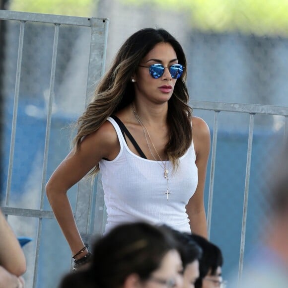 Nicole Scherzinger dans les tribunes du tournoi de Brisbane pour encourager Grigor Dimitrov le 6 janvier 2016 au Queensland Tennis Centre de Brisbane