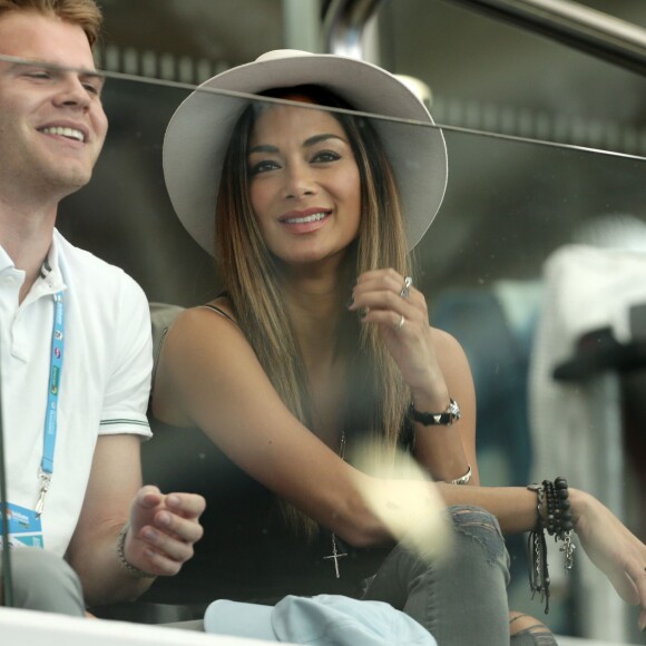 Nicole Scherzinger dans les tribunes du tournoi de Brisbane pour encourager Grigor Dimitrov le 4 janvier 2016 au Queensland Tennis Centre de Brisbane