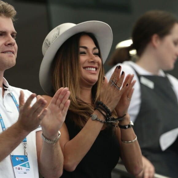 Nicole Scherzinger dans les tribunes du tournoi de Brisbane pour encourager Grigor Dimitrov le 4 janvier 2016 au Queensland Tennis Centre de Brisbane