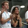 Nicole Scherzinger dans les tribunes du tournoi de Brisbane pour encourager Grigor Dimitrov le 4 janvier 2016 au Queensland Tennis Centre de Brisbane