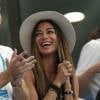 Nicole Scherzinger, heureuse dans les tribunes du tournoi de Brisbane pour encourager Grigor Dimitrov le 4 janvier 2016 au Queensland Tennis Centre de Brisbane