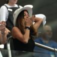 Nicole Scherzinger envoie un baiser depuis les tribunes du tournoi de Brisbane à son compagnon Grigor Dimitrov le 4 janvier 2016 au Queensland Tennis Centre de Brisbane