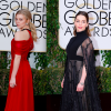 Natalie Dormer et Emilia Clarke lors des Golden Globes le 10 janvier 2016 à Los Angeles (photomontage)