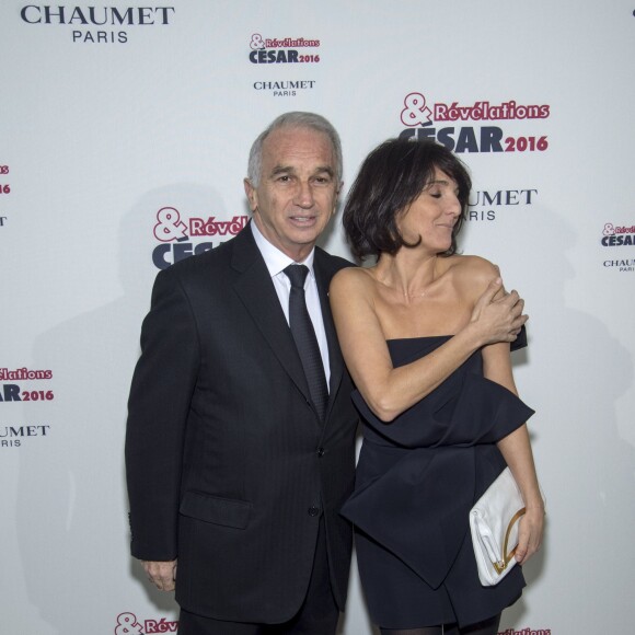 Alain Terzian et Florence Foresti - Soirée des Révélations César 2016 dans les salons de la maison Chaumet place Vendôme à Paris, le 11 janvier 2016.