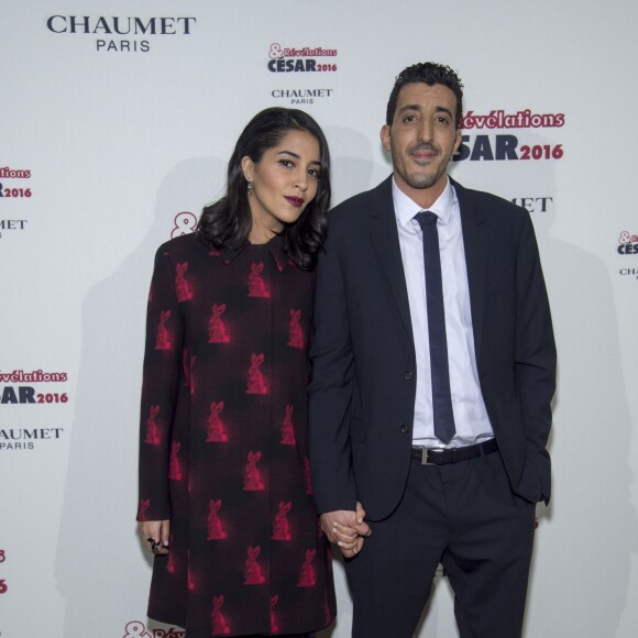 Leïla Bekhti et Khereddine Ennasri - Soirée des Révélations César 2016 dans les salons de la maison Chaumet place Vendôme à Paris, le 11 janvier 2016.