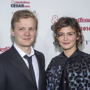 Martin Loizillon et Audrey Tautou - Soirée des Révélations César 2016 dans les salons de la maison Chaumet place Vendôme à Paris, le 11 janvier 2016.