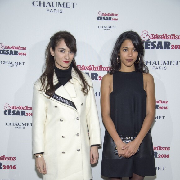 Rachida Brakni et Zita Hanrot - Soirée des Révélations César 2016 dans les salons de la maison Chaumet place Vendôme à Paris, le 11 janvier 2016.