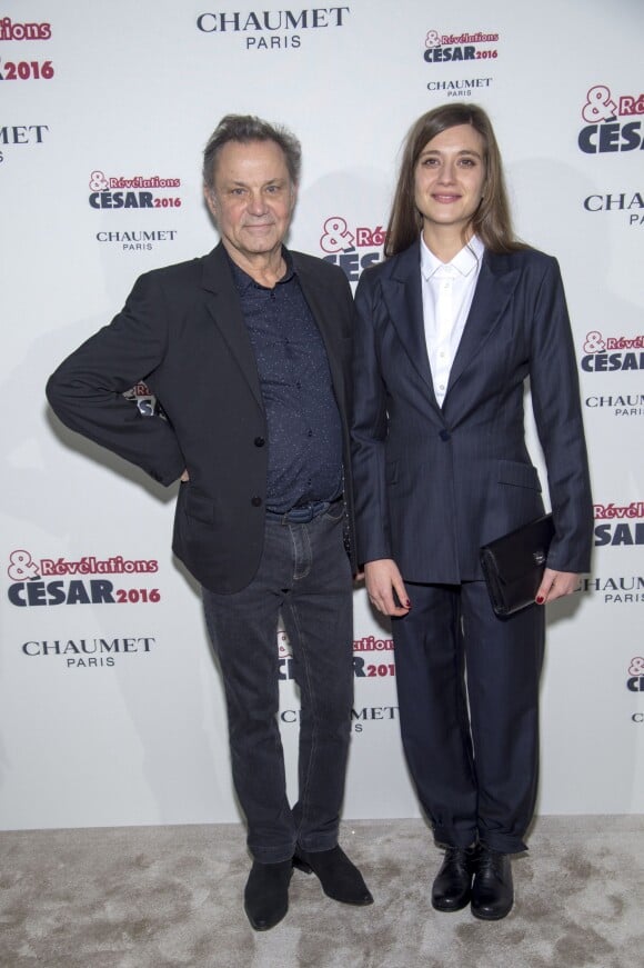 Philippe Caubère et Georgia Scalliet - Soirée des Révélations César 2016 dans les salons de la maison Chaumet place Vendôme à Paris, le 11 janvier 2016
