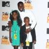 Kevin Hart et ses enfants Heaven et Hendrix - Press Room des "MTV Movie Awards 2015" à Los Angeles, le 12 avril 2015.
