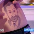 Julien Lepers s'est fait tatouer le visage de Cyril Hanouna dans "Touche pas à mon poste" sur D8. Le 13 janvier 2016.