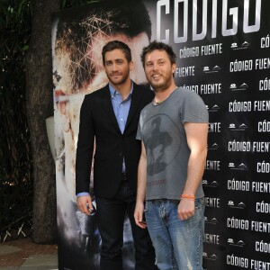 Jake Gyllenhaal et Duncan Jones, fils de David Bowie, lors du photocall de Source Code à Madrid le 5 avril 2011