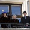 La famille royale lors des festivités pour le 25ème anniversaire de règne du roi Harald de Norvège à Oslo, le 17 janvier 2016. Pour l'occasion le roi Harald et la reine Sonja de Norvège étaient accompagnés de leur fils le prince Haakon, de sa femme la princesse Mette-Marit et de leurs enfants la princesse Ingrid Alexandra et le prince Sverre Magnus et de Marius Borg Hoiby (fils de la princesse Mette-Marit) ainsi que de leur fille la princesse Martha Louise, de son mari Ari Behn et de leurs filles Maud Angelica Behn, Leah Isadora Behn et Emma Tallulah Behn. La princesse Astrid de Norvège, la reine Margrethe II de Danemark, le roi Carl Gustav et la reine Silvia de Suède étaient également présents. Après avoir assisté à une messe en la chapelle du palais royal, la famille royale et leurs invités ont participé avec la population à activités de sports d'hiver organisées devant le palais royal.  25th anniversary of the King and Queen of Norway in Oslo on January 17, 2016. Today King Harald and Queen Sonja; Crown Prince Haakon and Crown Princess Mette-Marit with children Princess Ingrid Alexandra and Prince Sverre Magnus, and Mr Marius Borg Hoiby; Princess Martha Louise, husband Ari Behn and their daughters Maud Angelica, Leah Isadora and Emma Tallulah; Princess Astrid, Mrs Ferner attended the winter games in the Palace Square, where a wide range of activities was available for children and young people, including an opportunity to try figure skating, skiing, snowboarding, ski jumping, ice sliding and biathlon with laser rifles.17/01/2016 - Oslo