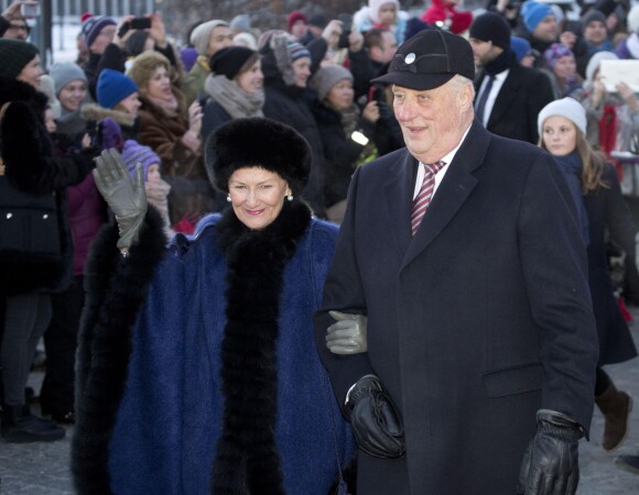 Le roi Harald et la reine Sonja de Norvège - La famille royale lors des festivités pour le 25ème anniversaire de règne du roi Harald de Norvège. La famille a assisté à une messe en la chapelle du palais royal à Oslo le 17 janvier 2016.  25th anniversary of the King and Queen of Norway in Oslo on January 17, 2016.17/01/2016 - Oslo