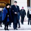 Le roi Harald et la reine Sonja de Norvège - La famille royale lors des festivités pour le 25ème anniversaire de règne du roi Harald de Norvège. La famille a assisté à une messe en la chapelle du palais royal à Oslo le 17 janvier 2016. 17/01/2016 - Oslo