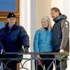 le roi Harald, son fils le prince Haakon et sa femme la princesse Mette-Marit - La famille royale de Norvège participe aux activités de sports d'hiver organisées devant le palais royal lors des festivités pour le 25ème anniversaire de règne du roi Harald de Norvège à Oslo, le 17 janvier 2016. 17/01/2016 - Oslo