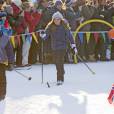 Le prince Sverre Magnus, la princesse Ingrid Alexandra, la reine Sonja - La famille royale de Norvège participe aux activités de sports d'hiver organisées devant le palais royal lors des festivités pour le 25ème anniversaire de règne du roi Harald de Norvège à Oslo, le 17 janvier 2016. 17/01/2016 - Oslo