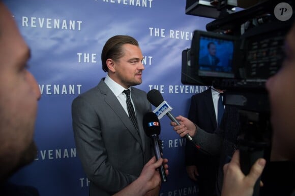 Exclusif - Leonardo DiCaprio en interview lors de l'avant-première du film "The Revenant" au Grand Rex à Paris, le 18 janvier 2016.