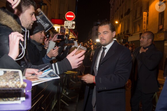 Exclusif - Leonardo DiCaprio arrive à l'avant-première du film "The Revenant" au Grand Rex à Paris, le 18 janvier 2016.