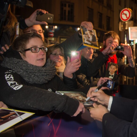 Exclusif - Leonardo DiCaprio arrive à l'avant-première du film "The Revenant" au Grand Rex à Paris, le 18 janvier 2016.