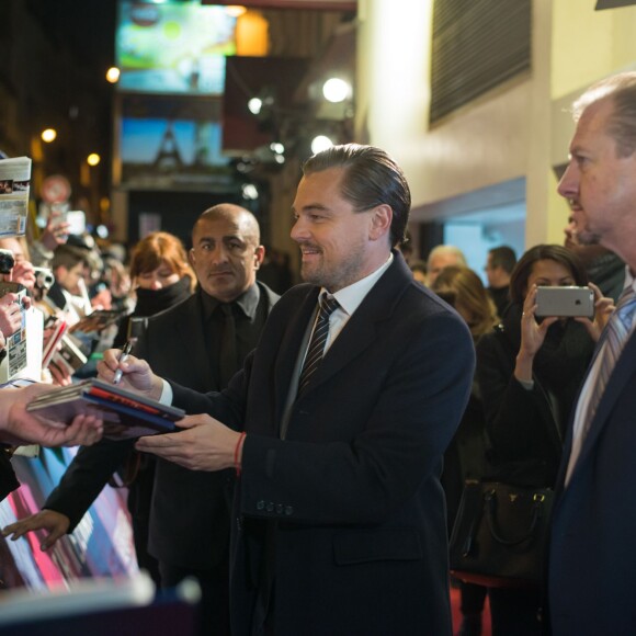 Exclusif - Leonardo DiCaprio arrive à l'avant-première du film "The Revenant" au Grand Rex à Paris, le 18 janvier 2016.