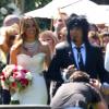 Le bassiste du groupe Mötley Crüe Nikki Sixx (Frank Carlton Ferrana) épouse Courtney Bingham lors d'une cérémonie intime au Grey Stone à Beverly Hills, le 15 mars 2014.