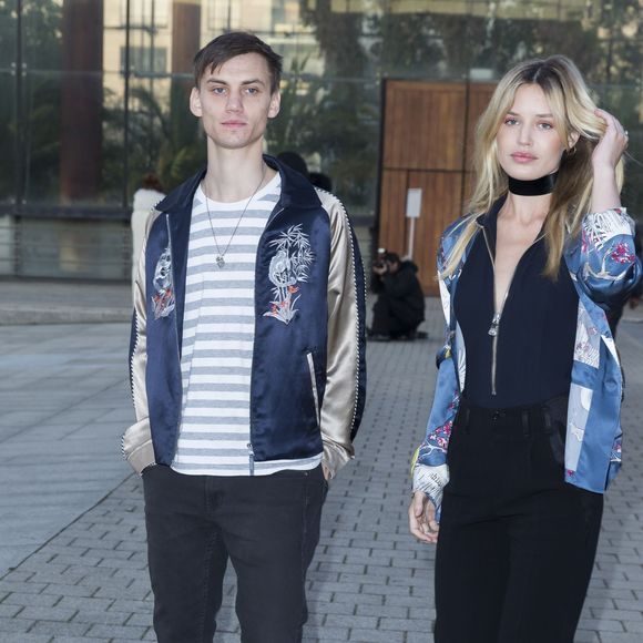 Georgia May Jagger et son compagnon Josh McLellan - Défilé Louis Vuitton (collection homme automne-hiver 2016-2017) à la serre du parc André-Citroën. Paris, le 21 janvier 2016.