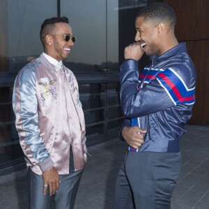 Lewis Hamilton et Michael B. Jordan - Défilé Louis Vuitton (collection homme automne-hiver 2016-2017) à la serre du parc André-Citroën. Paris, le 21 janvier 2016.