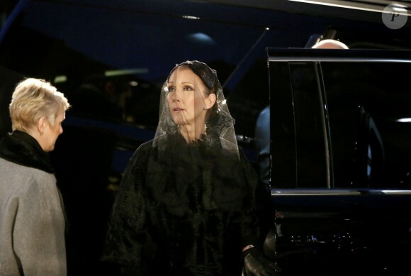 Céline Dion - Sorties des obsèques nationales de René Angélil en la Basi­lique Notre-Dame de Montréal, le 22 janvier 2016. © Dominique Jacovides/Bestimage