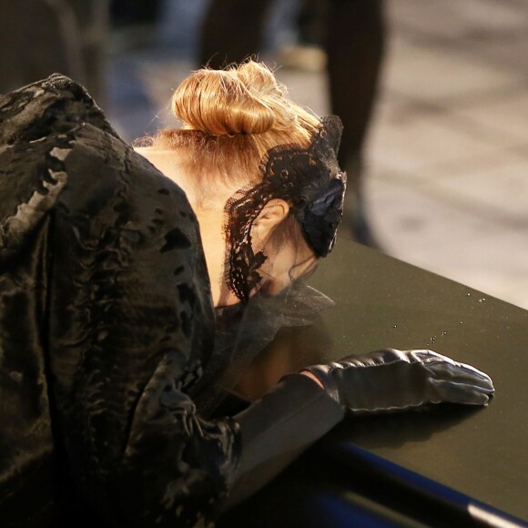 Céline Dion - Sorties des obsèques nationales de René Angélil en la Basi­lique Notre-Dame de Montréal, le 22 janvier 2016. © Dominique Jacovides/Bestimage