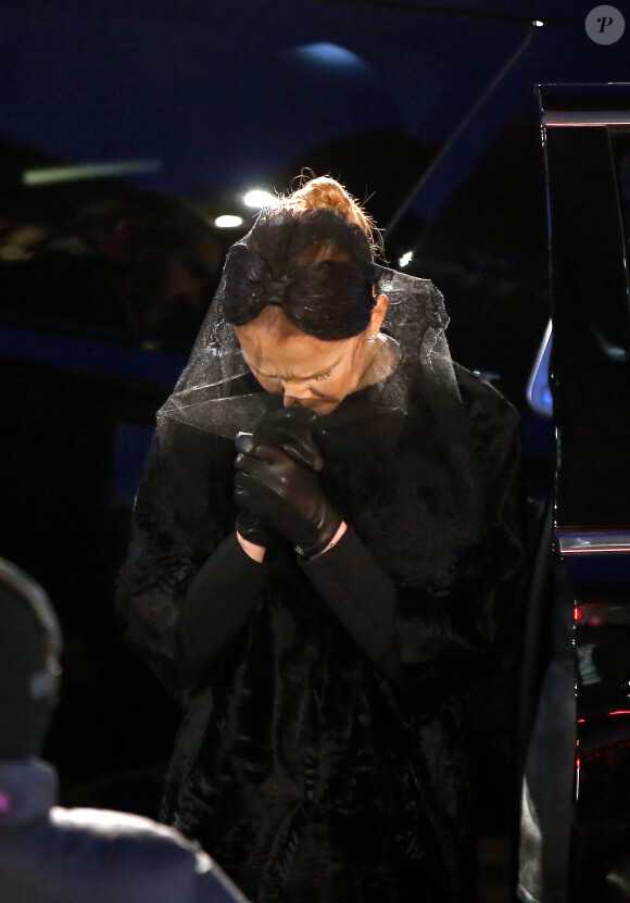 Céline Dion - Sorties des obsèques nationales de René Angélil en la Basi­lique Notre-Dame de Montréal, le 22 janvier 2016. © Dominique Jacovides/Bestimage