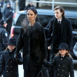 Céline Dion, ses enfants René-Charles Angélil, les jumeaux Nelson Angélil et Eddy Angélil - Obsèques nationales de René Angélil en la Basi­lique Notre-Dame de Montréal, le 22 janvier 2016. © Dominique Jacovides/Bestimage