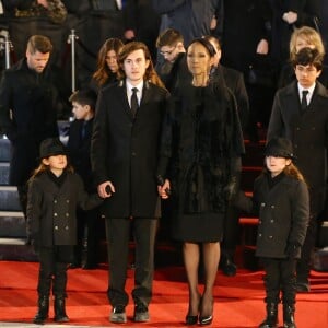 Céline Dion, ses enfants René-Charles Angélil, les jumeaux Nelson Angélil et Eddy Angélil - Sorties des obsèques nationales de René Angélil en la Basi­lique Notre-Dame de Montréal, le 22 janvier 2016.© Morgan Dessales/Bestimage