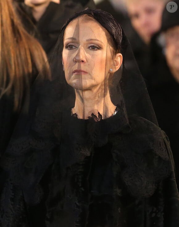 Céline Dion - Sorties des obsèques nationales de René Angélil en la Basi­lique Notre-Dame de Montréal, le 22 janvier 2016.© Morgan Dessales/Bestimage