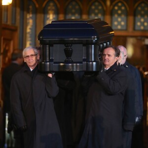 Cercueil - Sorties des obsèques nationales de René Angélil en la Basi­lique Notre-Dame de Montréal, le 22 janvier 2016.© Morgan Dessales/Bestimage