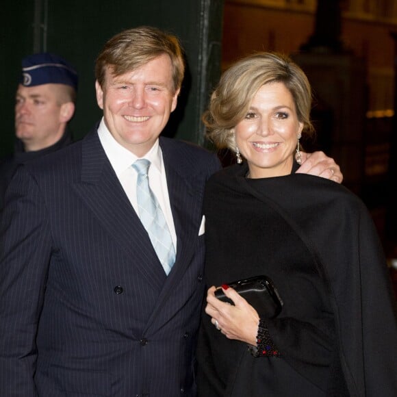 Le roi Willem-Alexander et la reine Maxima des Pays-Bas au Palais des beaux-arts de Bruxelles le 22 janvier 2016 pour un concert donné en l'honneur de la présidence néerlandaise de l'Union européenne.