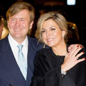 Le roi Willem-Alexander et la reine Maxima des Pays-Bas au Palais des beaux-arts de Bruxelles le 22 janvier 2016 pour un concert donné en l'honneur de la présidence néerlandaise de l'Union européenne.