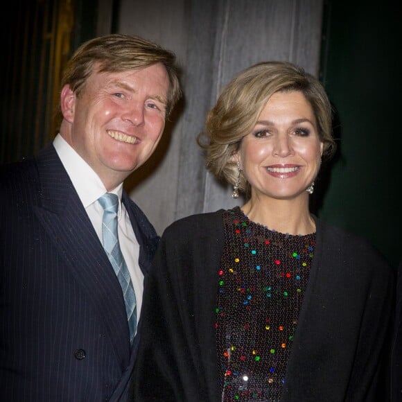 Le roi Willem-Alexander et la reine Maxima des Pays-Bas au Palais des beaux-arts de Bruxelles le 22 janvier 2016 pour un concert donné en l'honneur de la présidence néerlandaise de l'Union européenne.