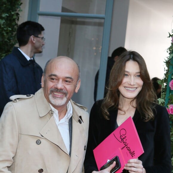 Christian Louboutin et Carla Bruni-Sarkozy - Sortie du défilé Haute Couture Schiaparelli Printemps 2016 à Paris, le 25 janvier 2016. ©CVS/Veeren/Bestimage