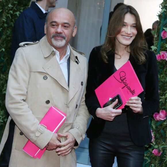 Christian Louboutin et Carla Bruni-Sarkozy - Sortie du défilé Haute Couture Schiaparelli Printemps 2016 à Paris, le 25 janvier 2016. ©CVS/Veeren/Bestimage