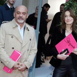 Christian Louboutin et Carla Bruni-Sarkozy - Sortie du défilé Haute Couture Schiaparelli Printemps 2016 à Paris, le 25 janvier 2016. ©CVS/Veeren/Bestimage